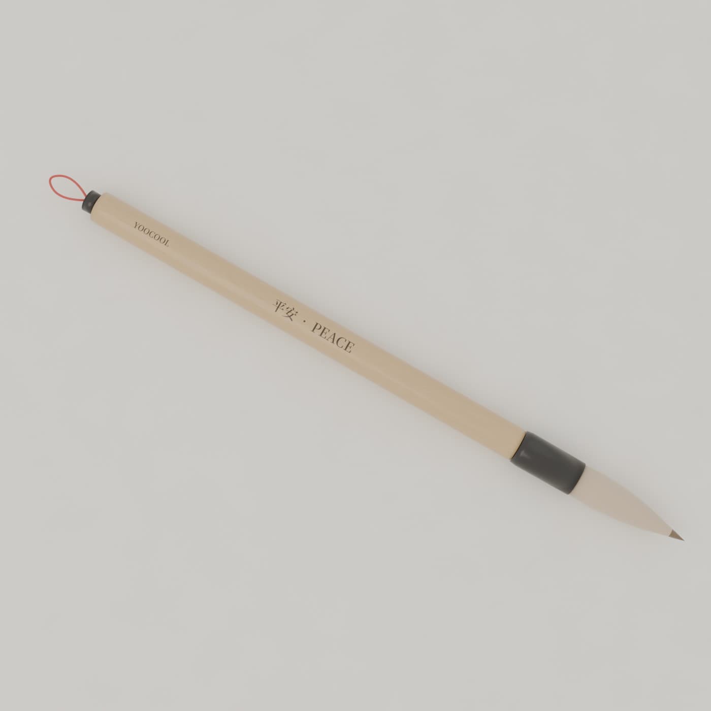 Bamboo calligraphy brush engraved with 平安 PEACE